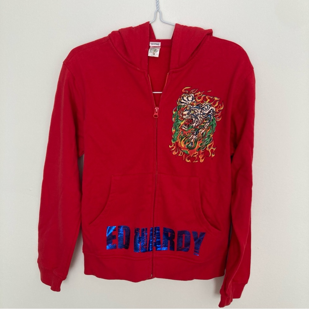 Ed Hardy Women’s Hoodie Graphic Red XL